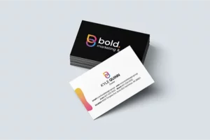 Bold marketing and design business cards.