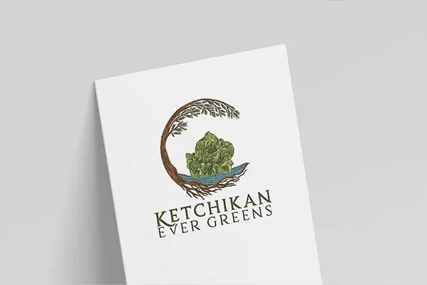 The Ketchikan Ever Greens logo printed on cardstock