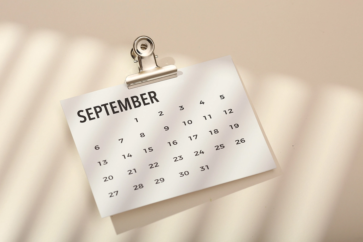 September calendar representing end-of-season website planning and updates for Alaska businesses